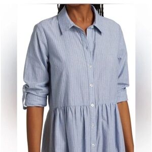 VERONICA BEARD Jemila Tiered Cotton Mini Shirt Dress medium